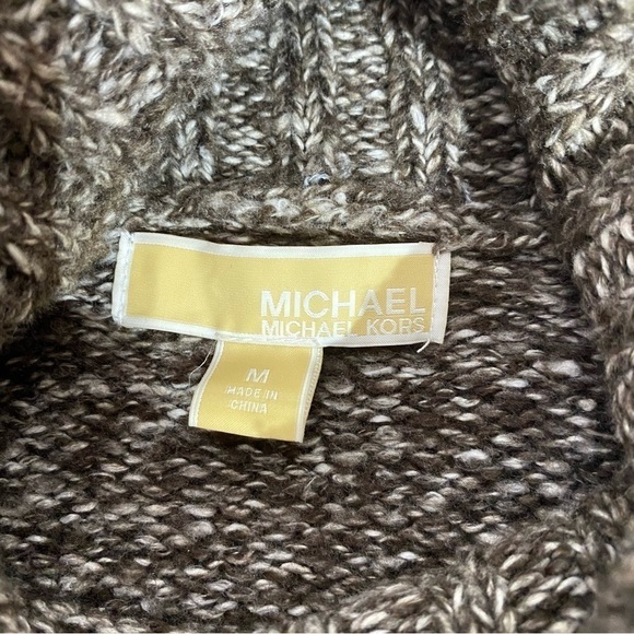 Michael Kors Oversized Heather Brown Sweater Turtleneck dropped shoulder M - Picture 4 of 11